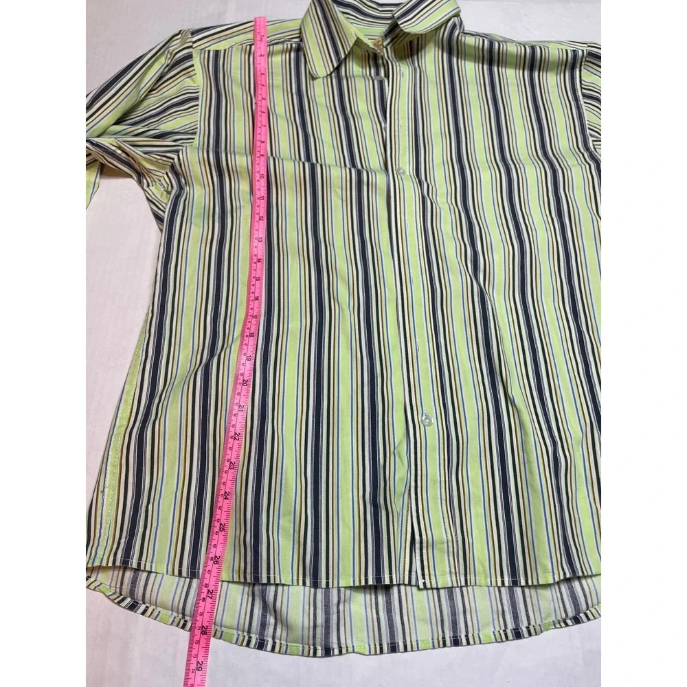 Y Chrome Men's Striped Button Down‎ Shirt Long Sleeve Size L